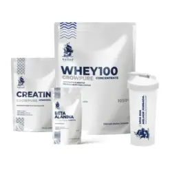 Combo WHEY100 Growpure 1050g + Creatina Growpure 360g + Beta Alanina + Coqueteleira
